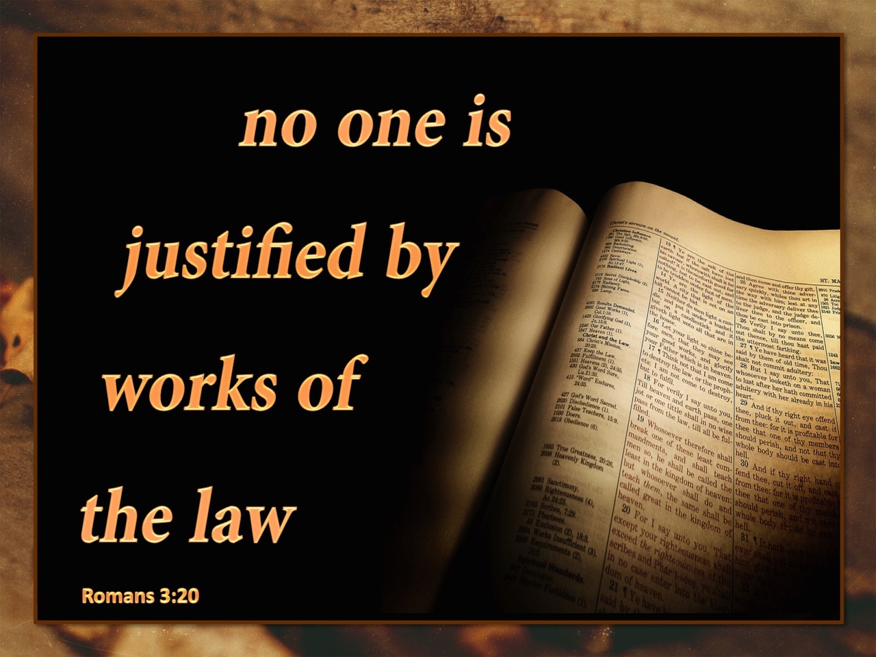 Romans 3:20 Knowledge of Sin is Through the Law (beige)